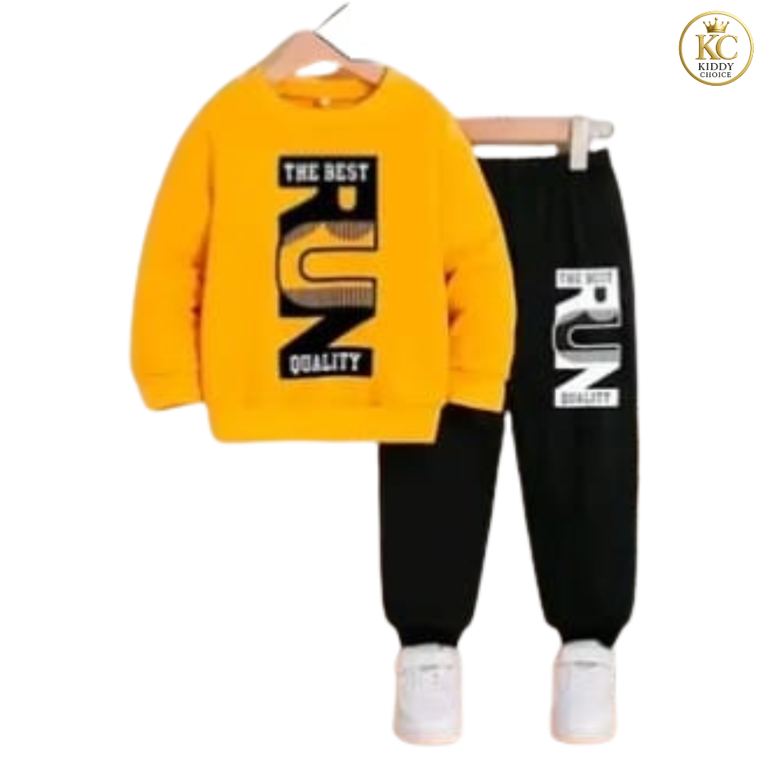 KIDDY CHOICE Boys’ Stylish Winter Set – Yellow & Black Sweat Outfit (ID: 9164540772596)