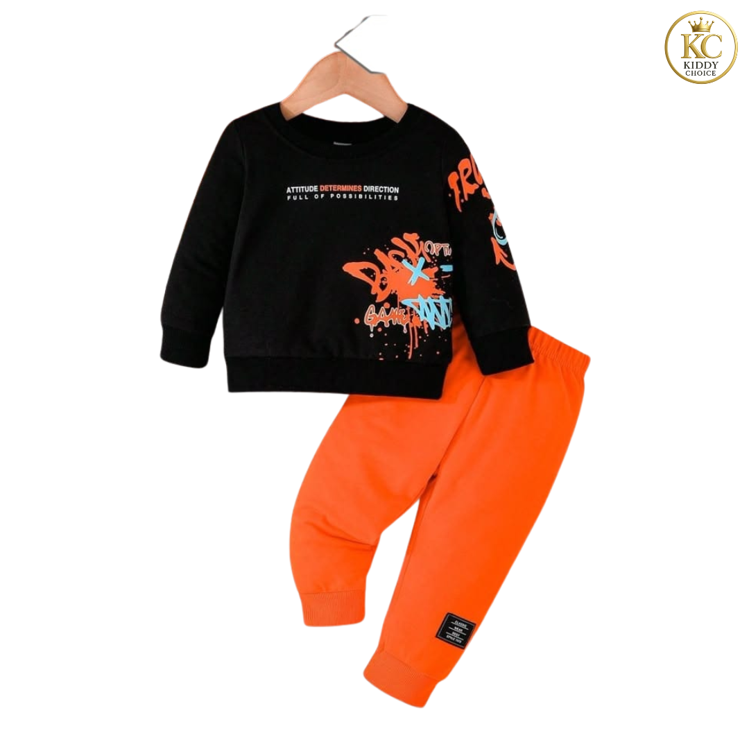 KIDDY CHOICE Boys’ Stylish Winter Set – Yellow & Black Sweat Outfit (ID: 9165881540852)