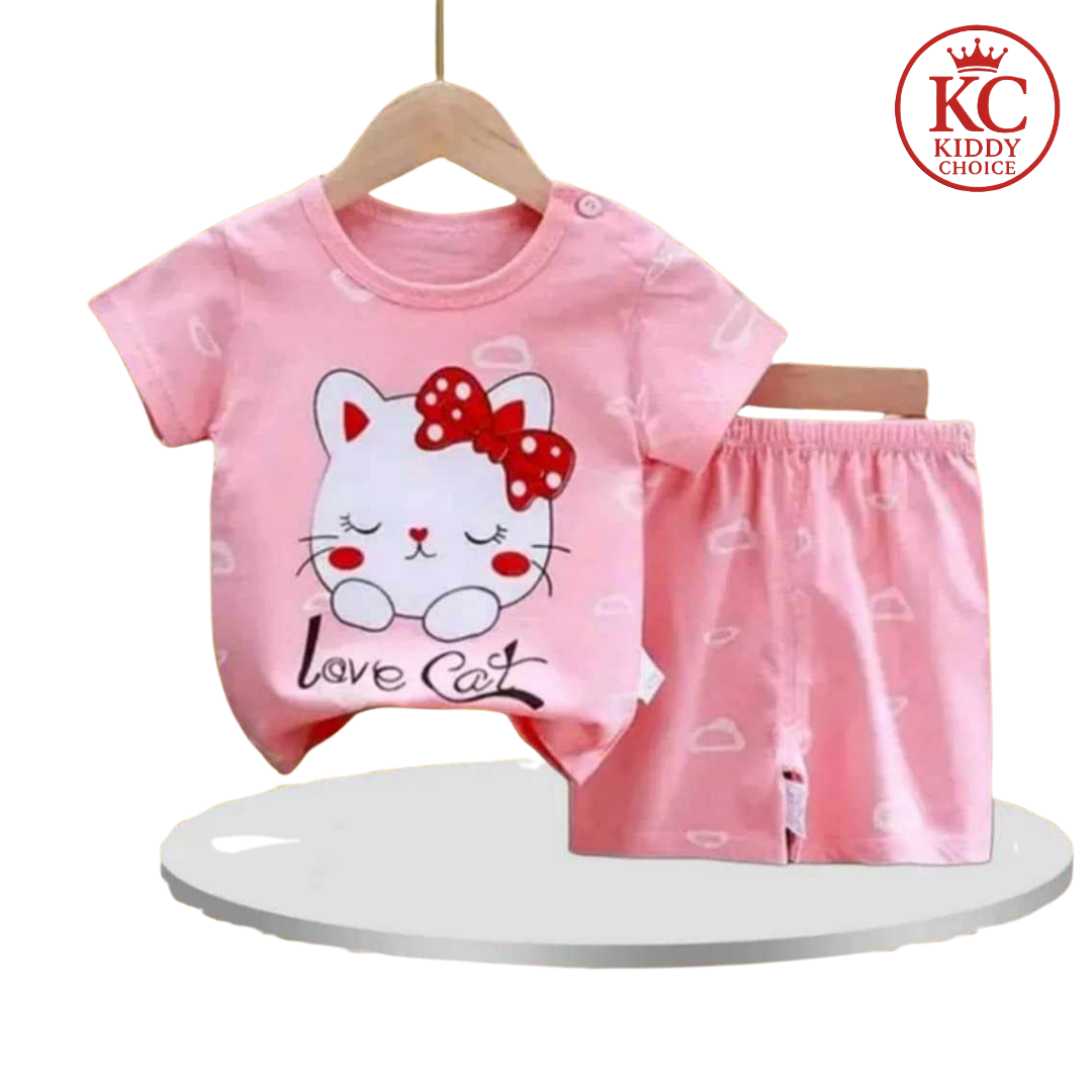 Love Cat T-Shirt Set | Cute Cat Print | Hit for Summer – Kiddy Choice (ID: 9007207350516)