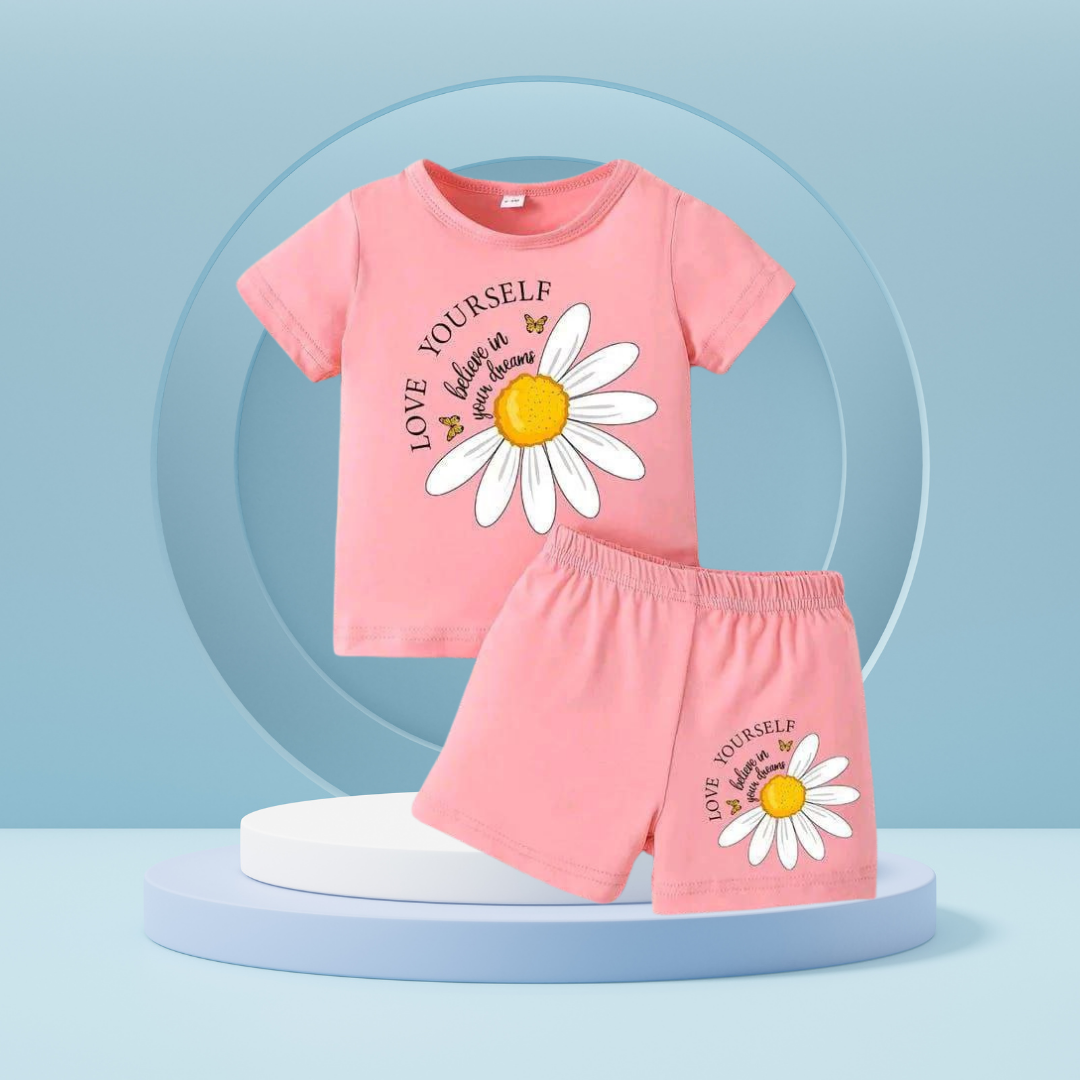 Sun flower   printed  T-Shirt Set | Soft Cotton | Hit for Summer – Kiddy Choice (ID: 9106013454580)