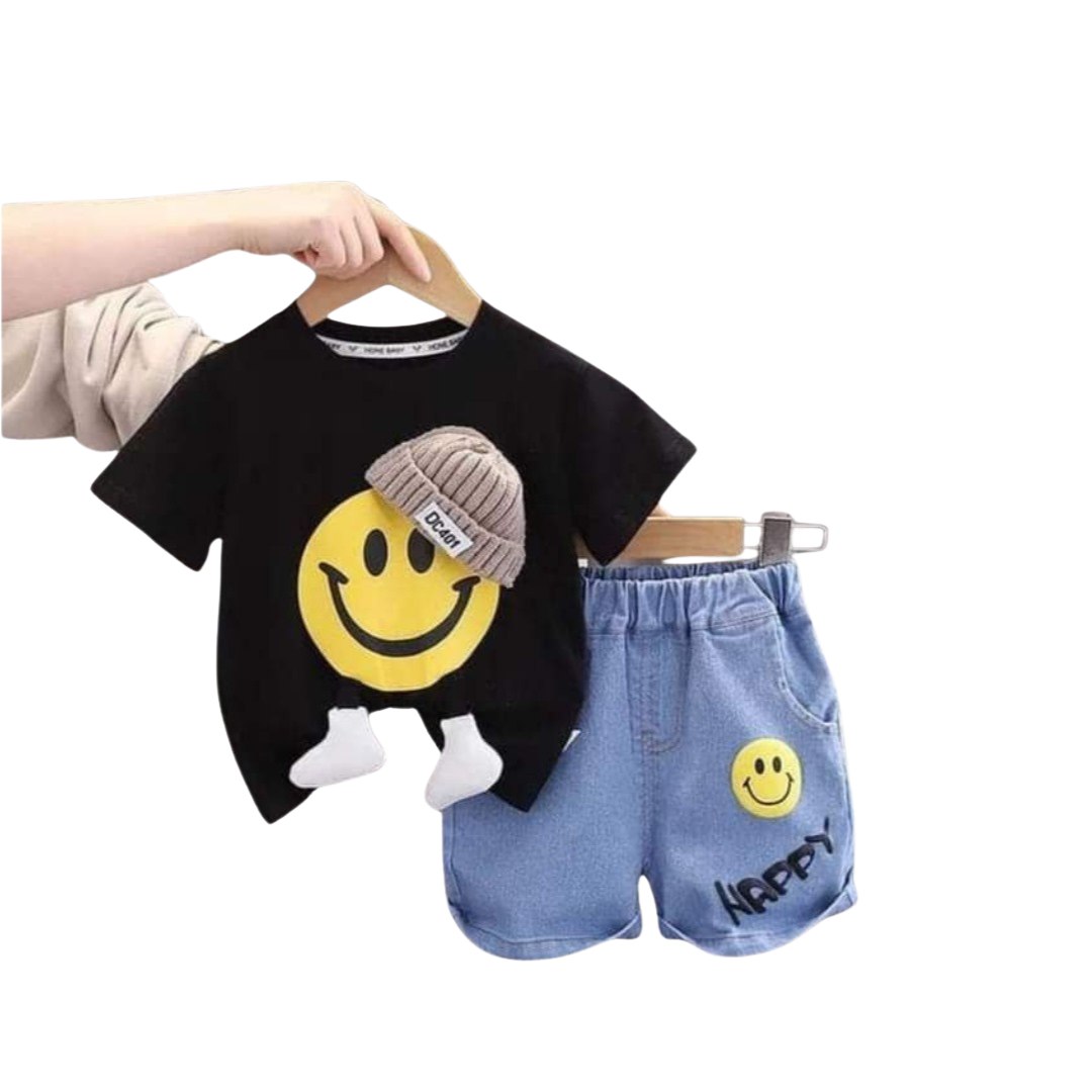 Black  Cap printed  T-Shirt Set | Soft Cotton | Hit for Summer – Kiddy Choice (ID: 9009704304884)