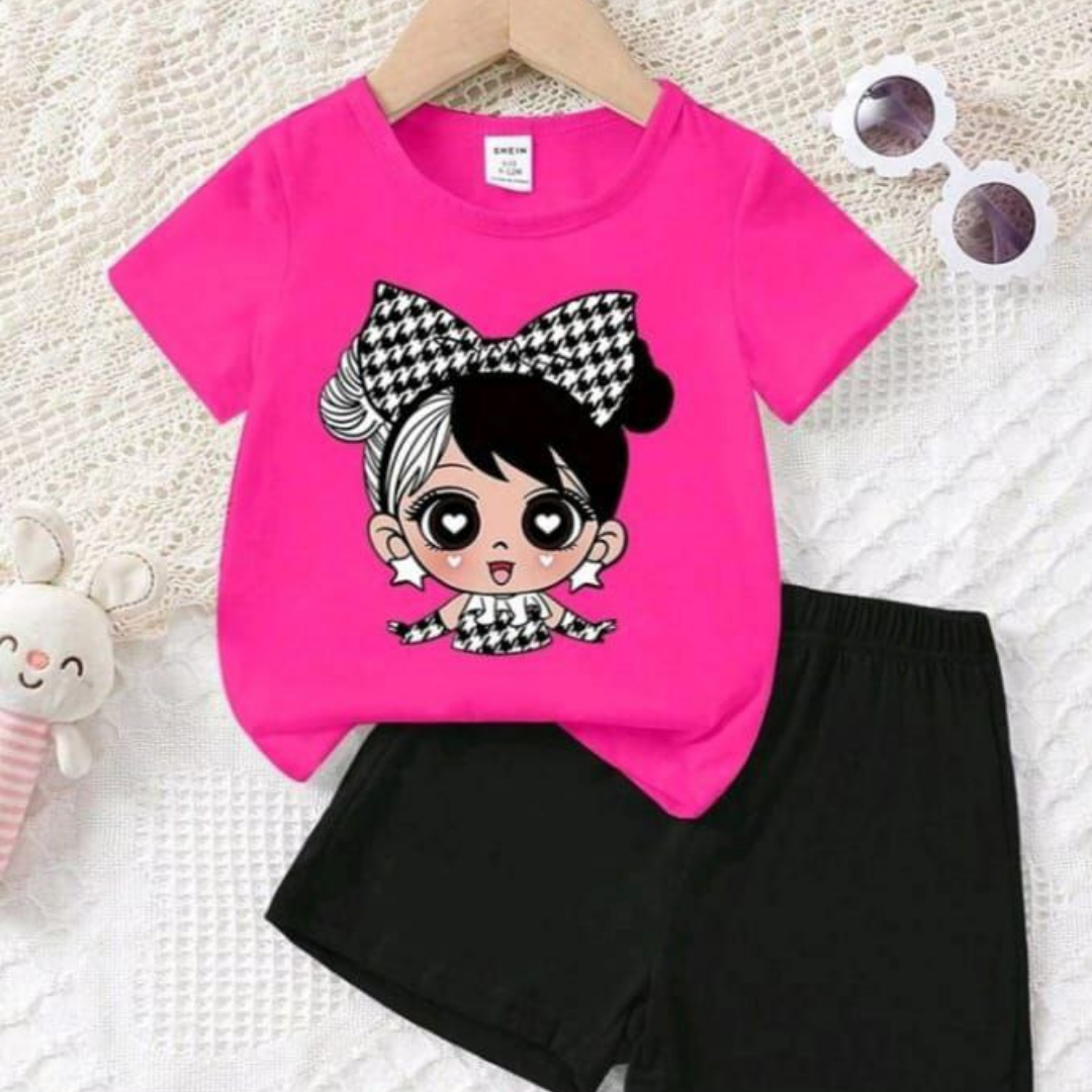 Girls Bou printed  T-Shirt Set | Soft Cotton | Hit for Summer – Kiddy Choice (ID: 9106015781108)